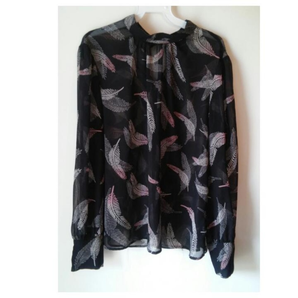 Who What Wear Black Sheer Blouse